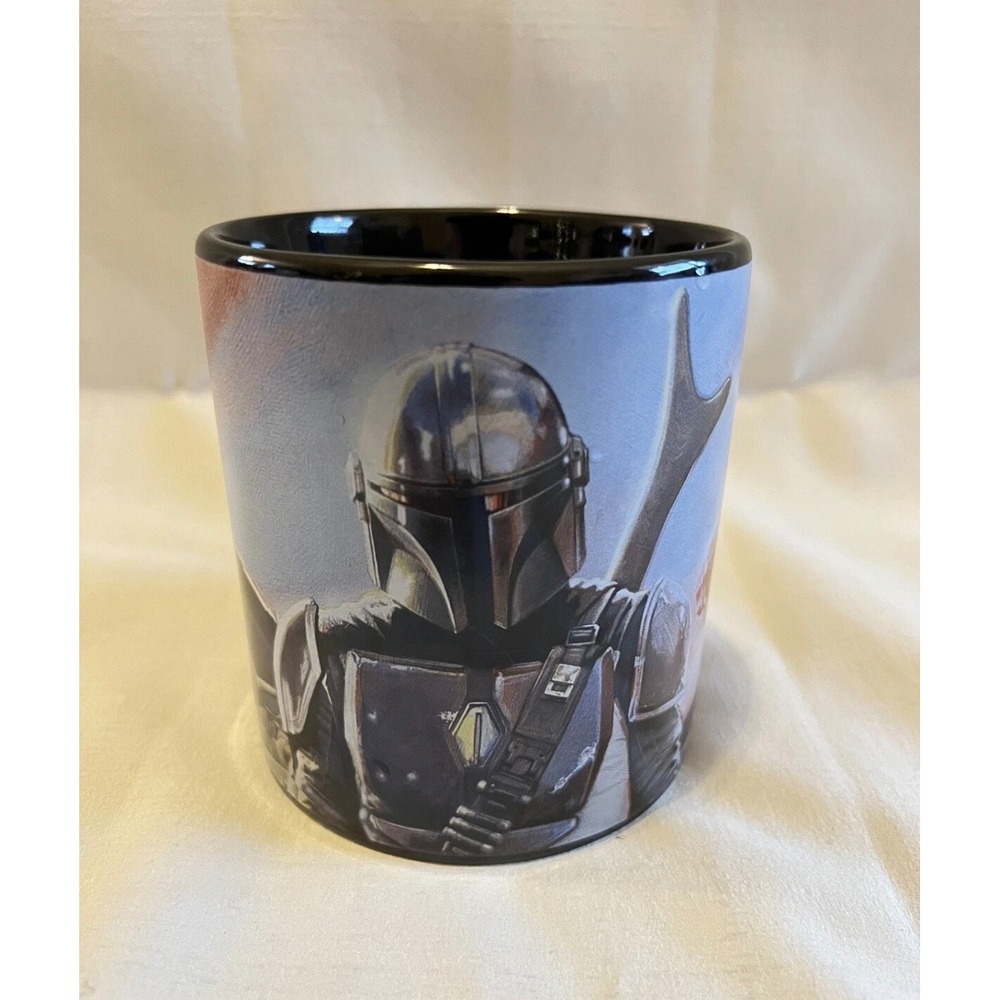 Star Wars The Mandalorian Grogu Razor Crest Ceramic Coffee Mug Black Blue 20oz